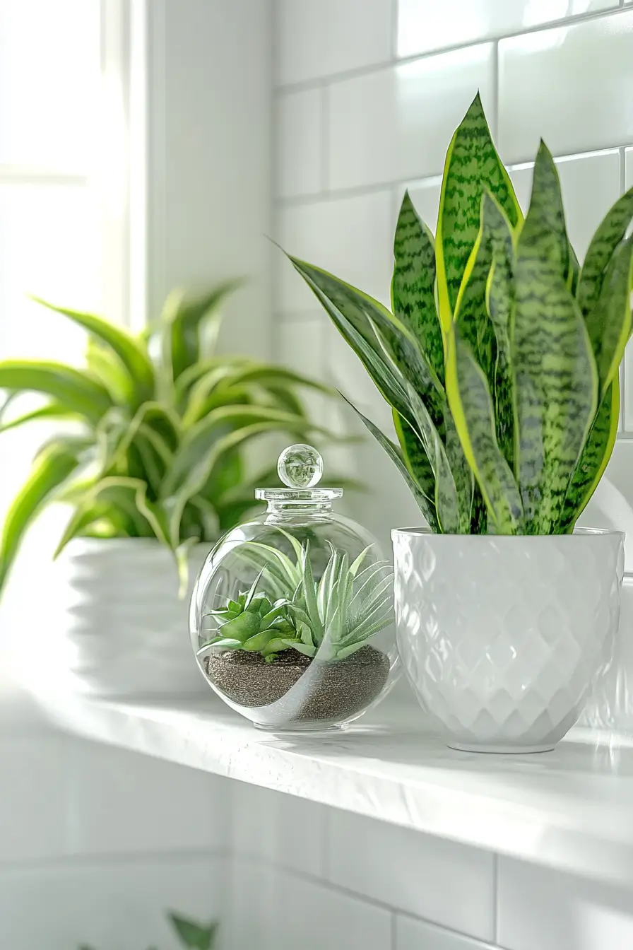  small bathroom corner showcasing ideal bathroom plants