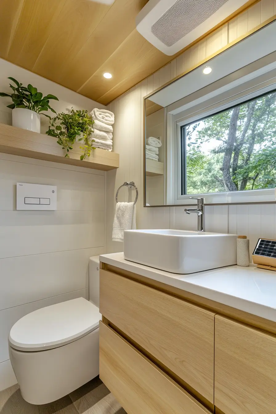 energy-efficient elements in a small bathroom