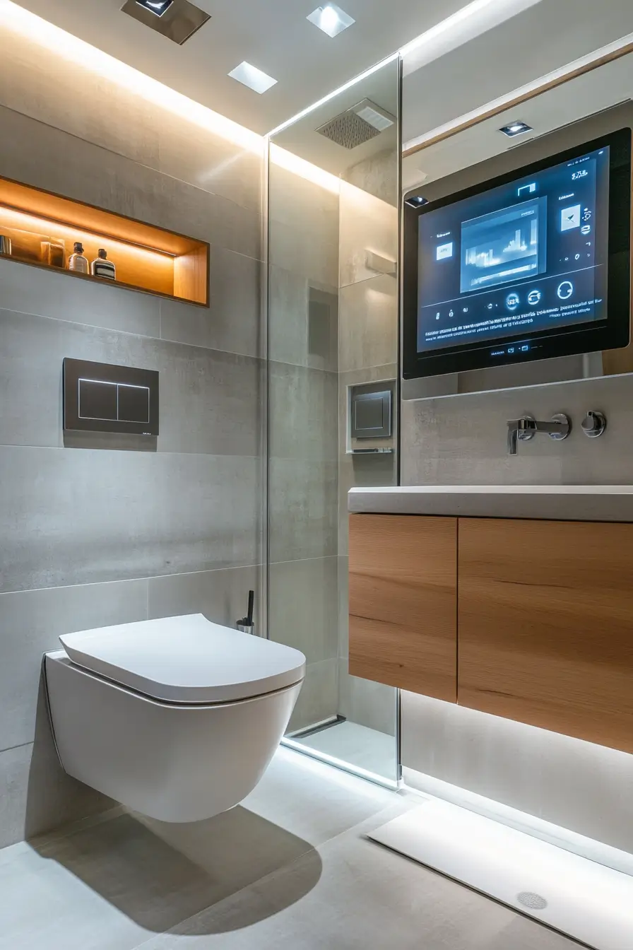 high-tech small bathroom. 