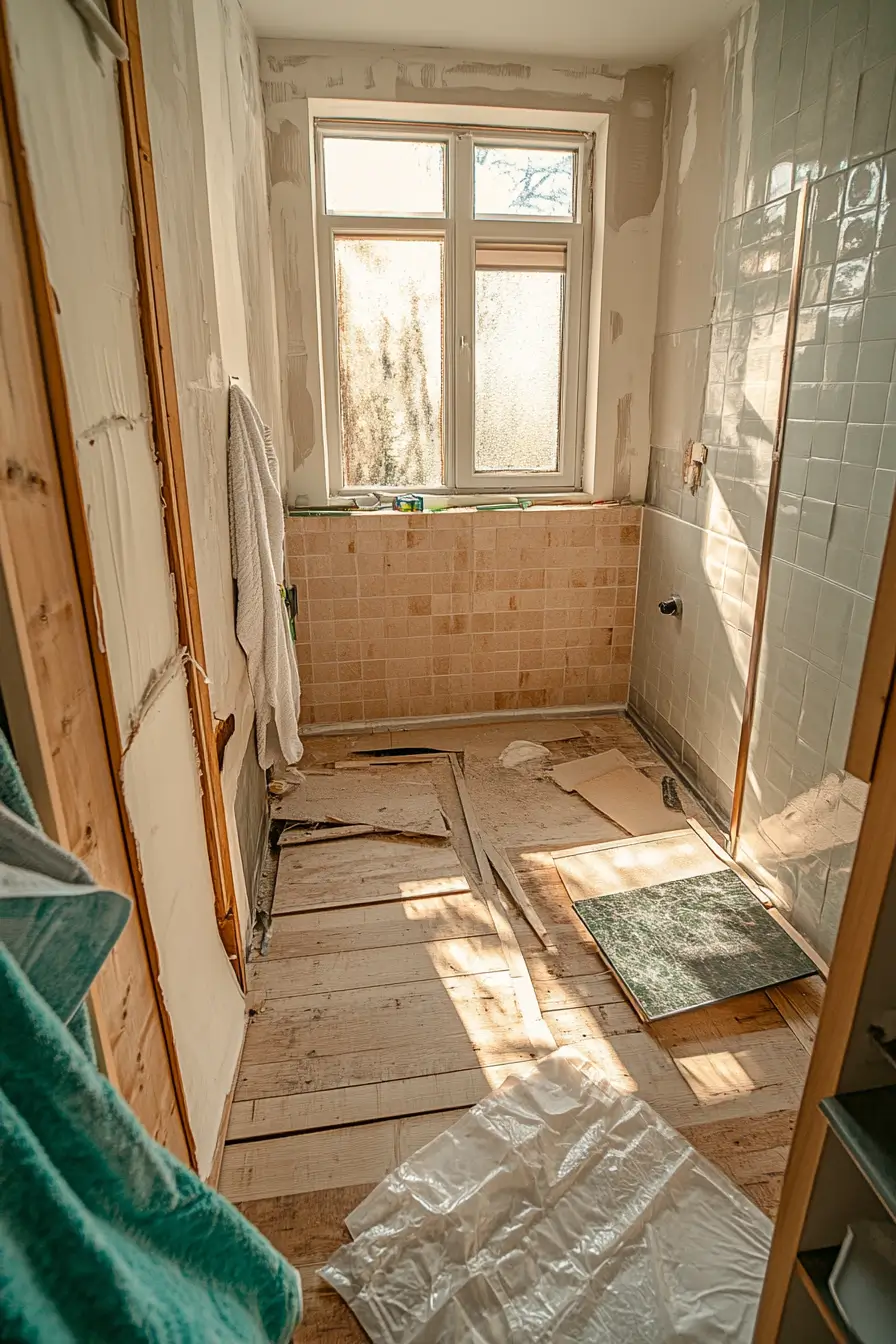 eco-friendly small bathroom renovation in progress