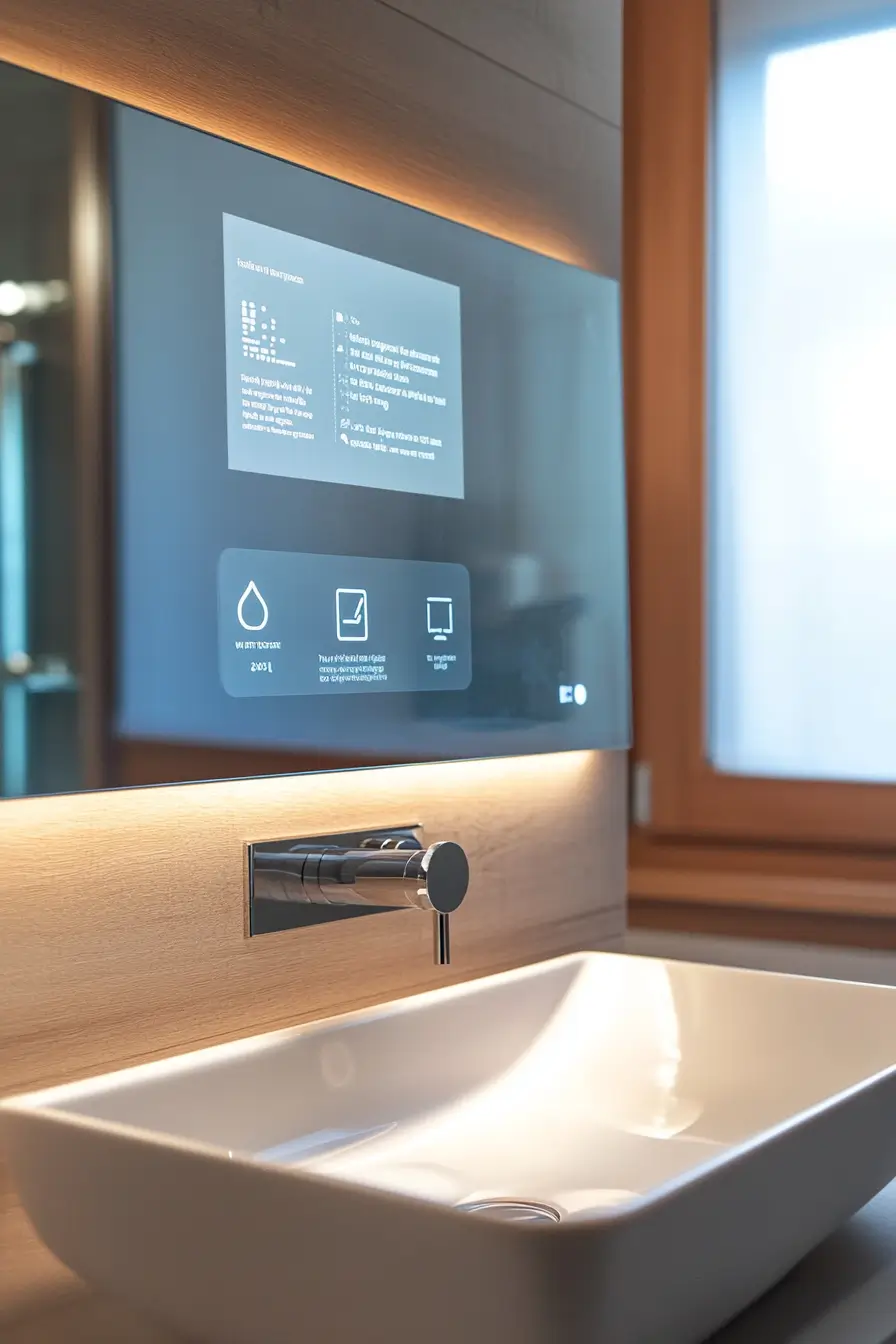 Modern bathroom technology: smart mirror with touch controls