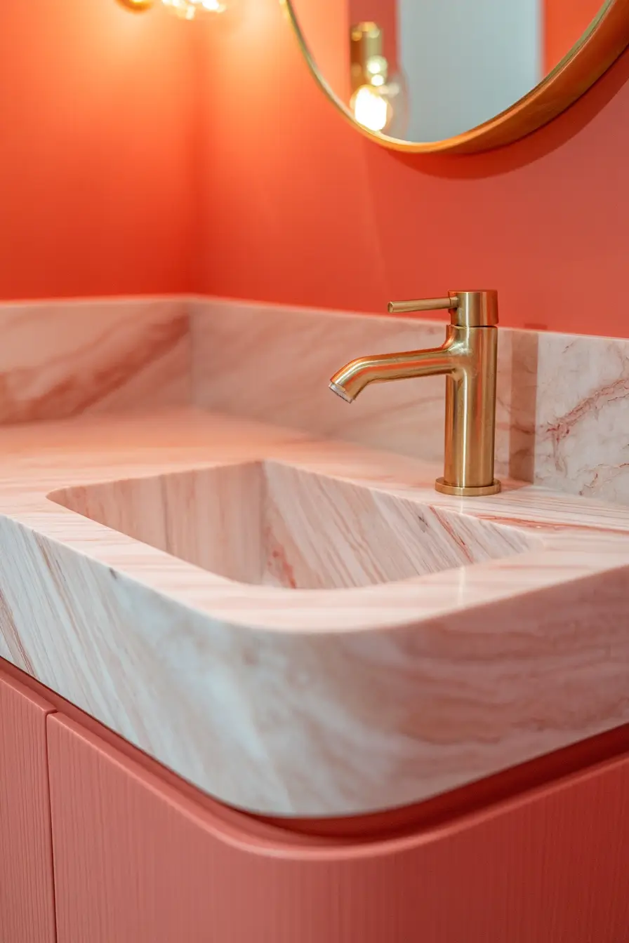 ingenious corner sink solution in a tiny powder room