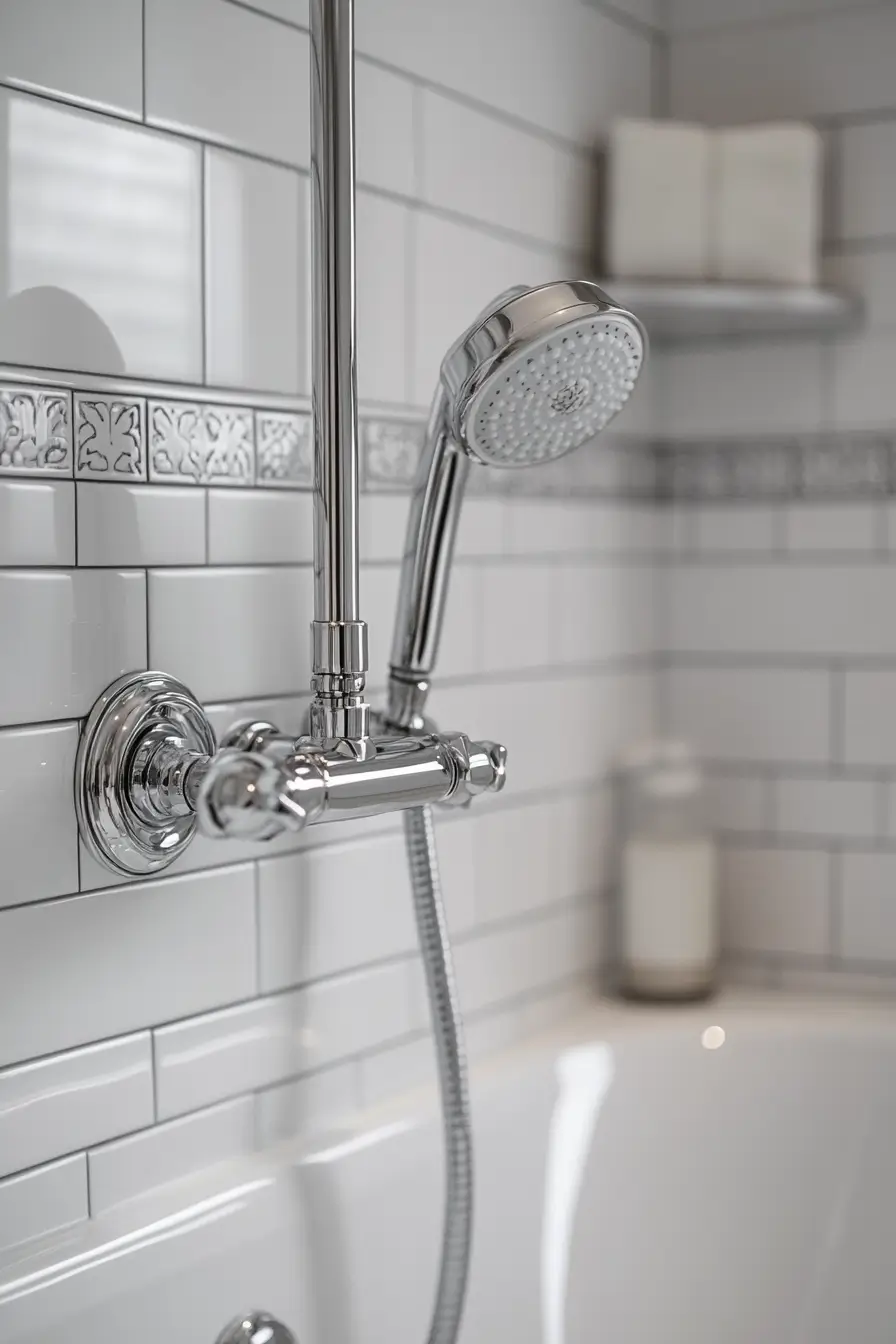 shower-over-tub setup in a small bathroom